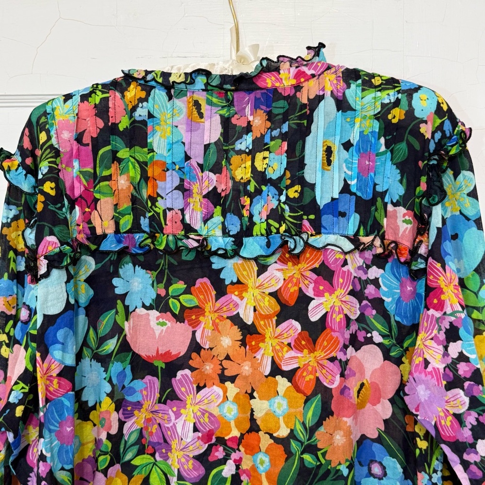 Johnny Was Wild Bloom Ruffle Yoke Blouse XXL - Picture 11 of 15